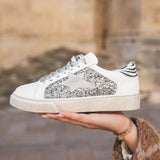 Basket femme blanche étoile argentée - Léandra - Casualmode.fr