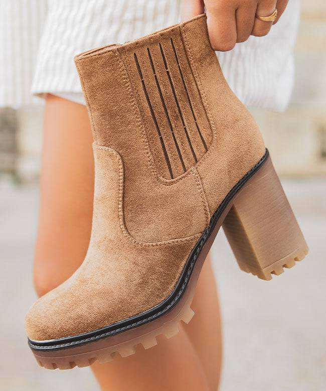 BOTTINES FEMME CAMEL À TALON - Casualmode.fr