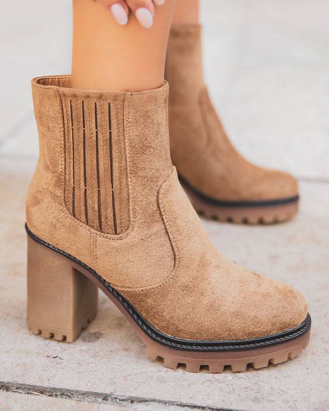 BOTTINES FEMME CAMEL À TALON - Casualmode.fr