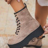 BOTTINES FEMME TAUPE RANGERS - Casualmode.fr