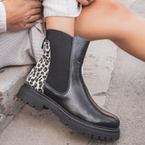 BOTTINES CHELSEA NOIRES – DÉTAIL LÉOPARD SAUVAGE - Casualmode.fr