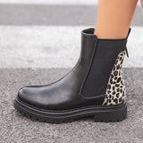 BOTTINES CHELSEA NOIRES – DÉTAIL LÉOPARD SAUVAGE - Casualmode.fr