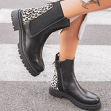 BOTTINES CHELSEA NOIRES – DÉTAIL LÉOPARD SAUVAGE - Casualmode.fr