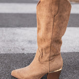 BOTTES HAUTES CAMEL A TALON CARRE - Casualmode.fr