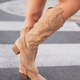 BOTTES HAUTES CAMEL A TALON CARRE - Casualmode.fr