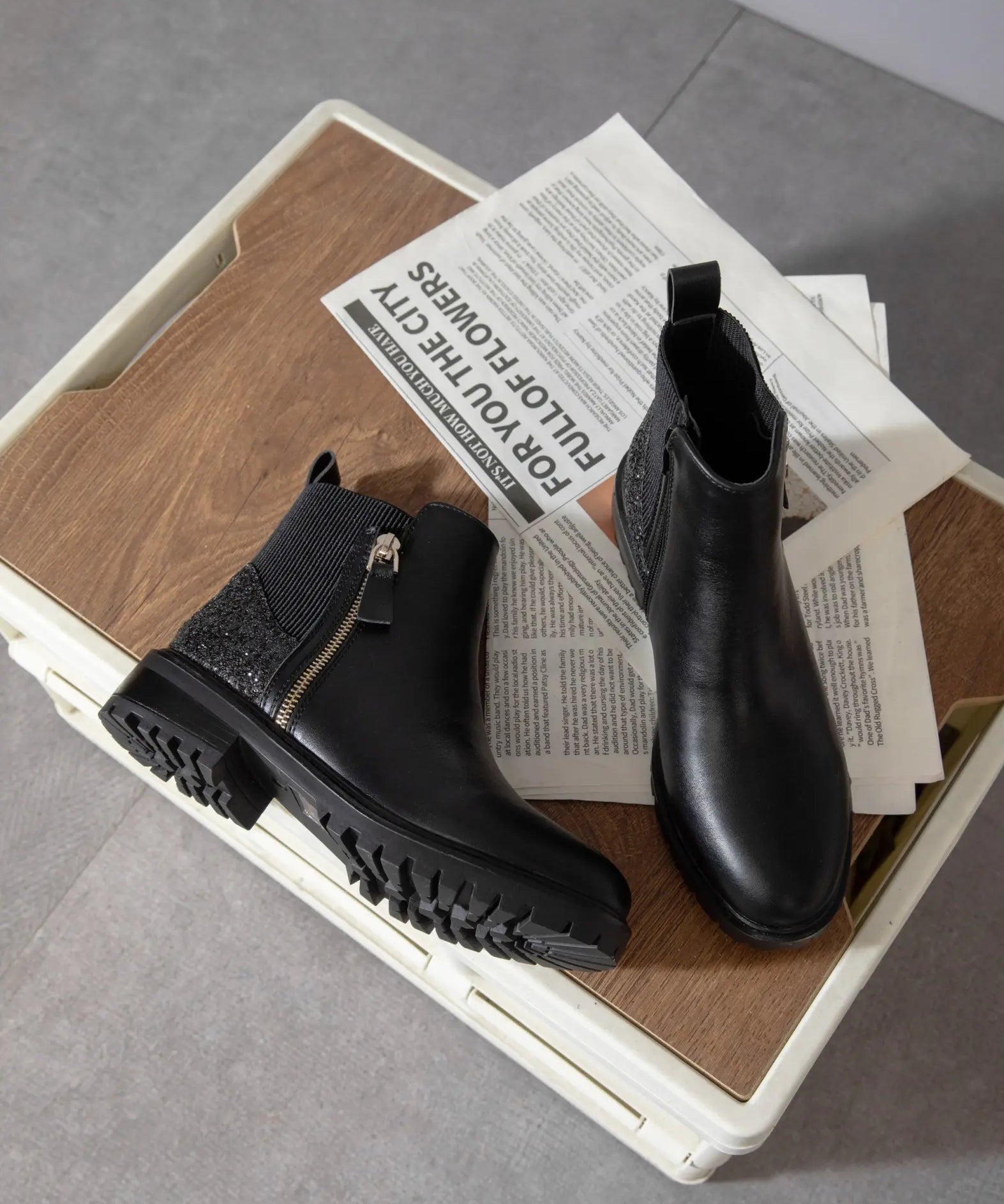 BOTTINES NOIRES CHELSEA À GLITTER - Casualmode.fr