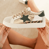 BASKETS FEMME MULTICOLORES À ÉTOILE VERTE ET DÉTAILS DORÉS - Casualmode.fr