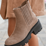 BOTTINES TAUPE À TALON ÉPAIS - Casualmode.fr