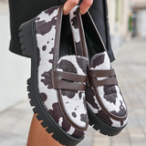 MOCASSINS MOTIF VACHE AVEC SEMELLE ÉPAISSE - Casualmode.fr