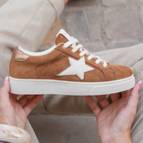 BASKETS CAMEL EN SUÉDINE ÉTOILE BLANCHE - Casualmode.fr