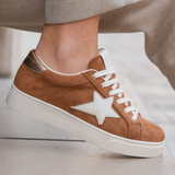 BASKETS CAMEL EN SUÉDINE ÉTOILE BLANCHE - Casualmode.fr