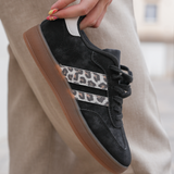 BASKETS NOIRES DÉTAIL LÉOPARD - Casualmode.fr