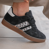 BASKETS NOIRES DÉTAIL LÉOPARD - Casualmode.fr