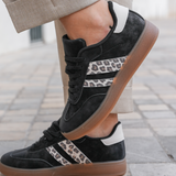 BASKETS NOIRES DÉTAIL LÉOPARD - Casualmode.fr