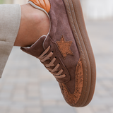 BASKETS MARRON PAILLETÉES AVEC ÉTOILE - Casualmode.fr
