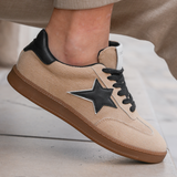 BASKETS BEIGE EN TISSU AVEC ÉTOILE NOIRE - Casualmode.fr