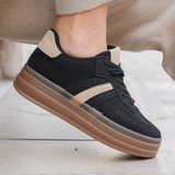 BASKETS PLATEFORME NOIRES ET BEIGE – STYLE URBAIN - Casualmode.fr