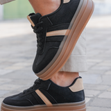 BASKETS PLATEFORME NOIRES ET BEIGE – STYLE URBAIN - Casualmode.fr