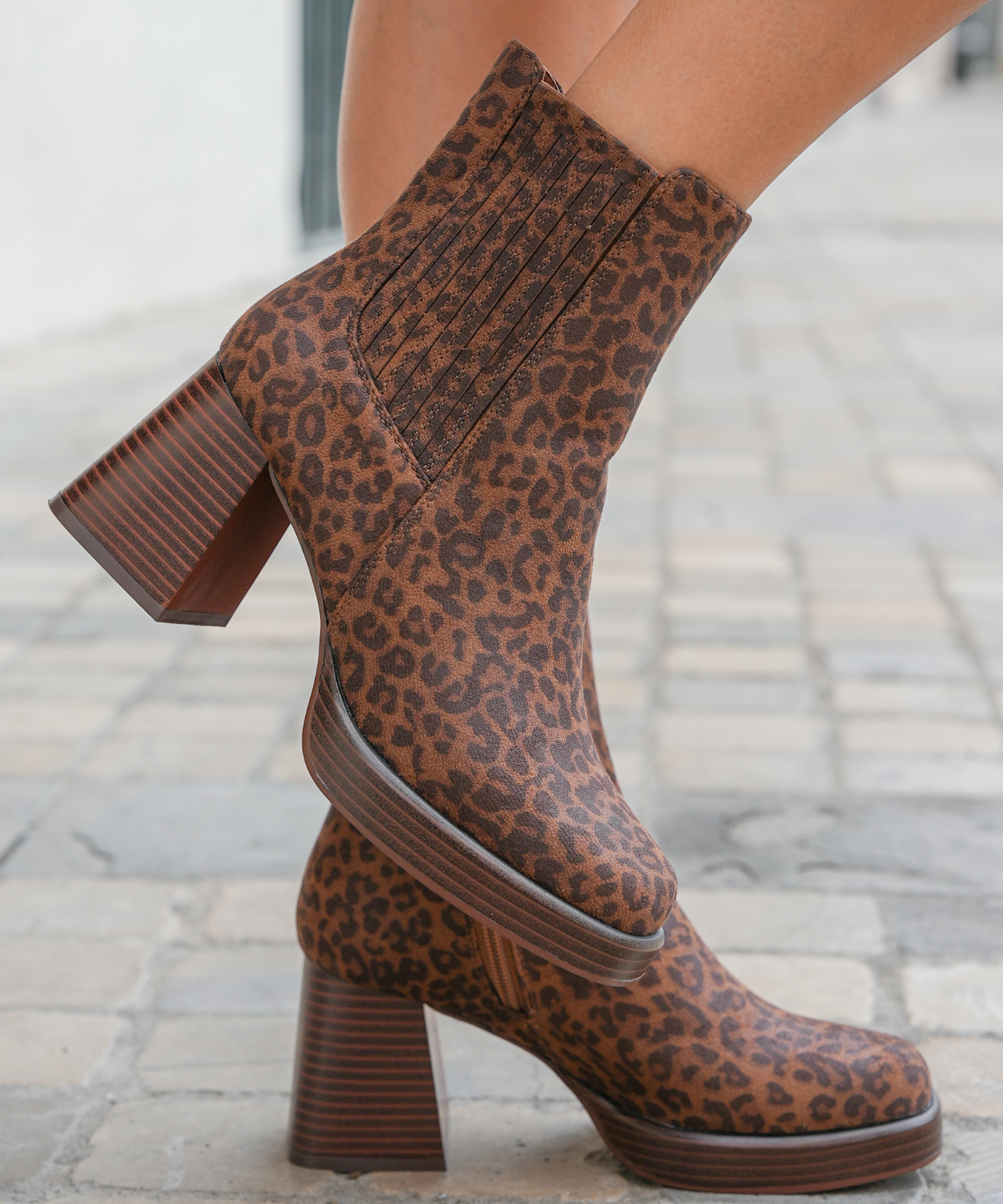 BOTTINES À TALON IMPRIMÉ LÉOPARD - Casualmode.fr