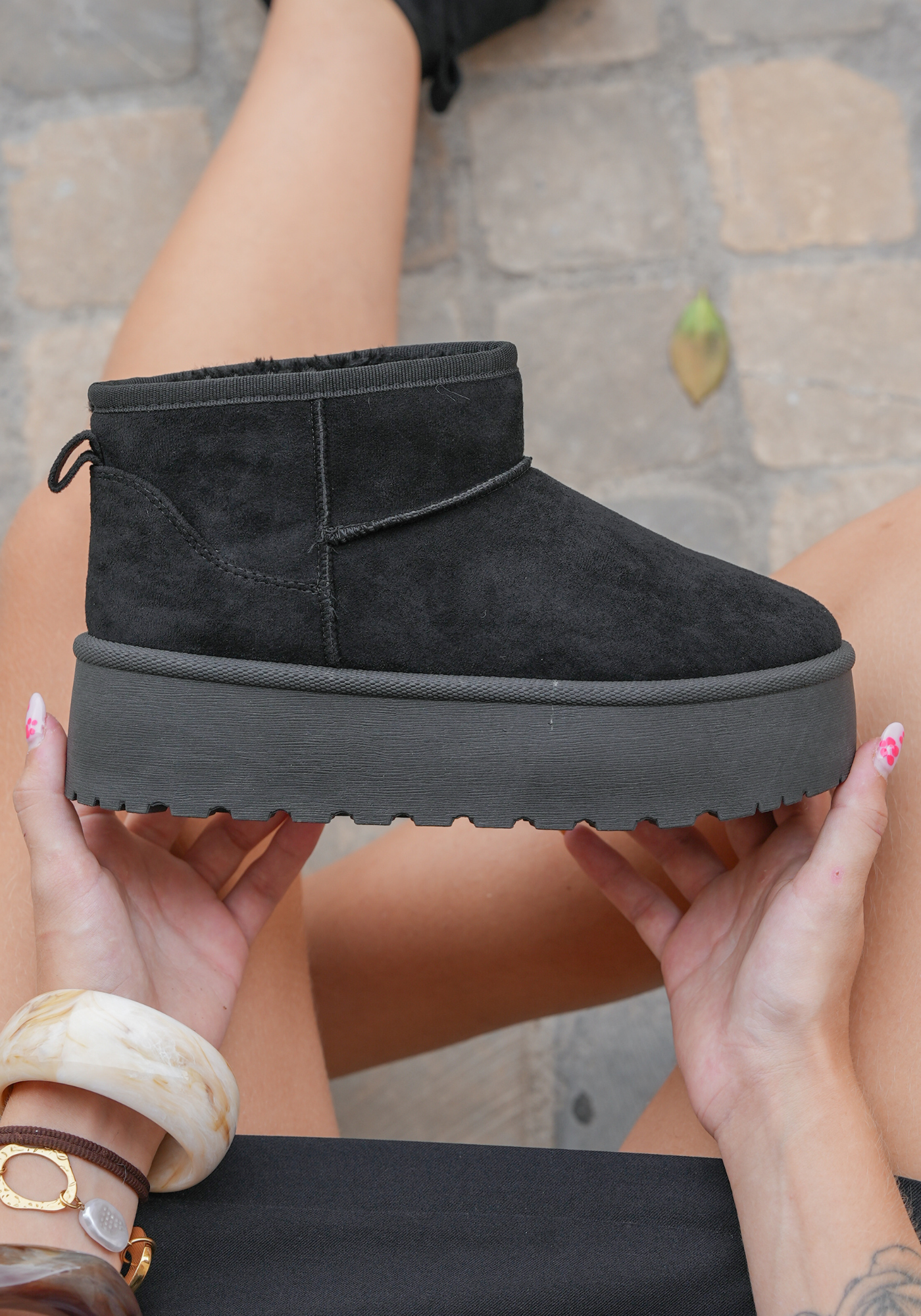 BOTTINES FOURRÉES PLATEFORME NOIRES - Casualmode.fr