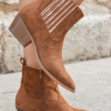 BOTTINES WESTERN CAMEL À TALON - Casualmode.fr