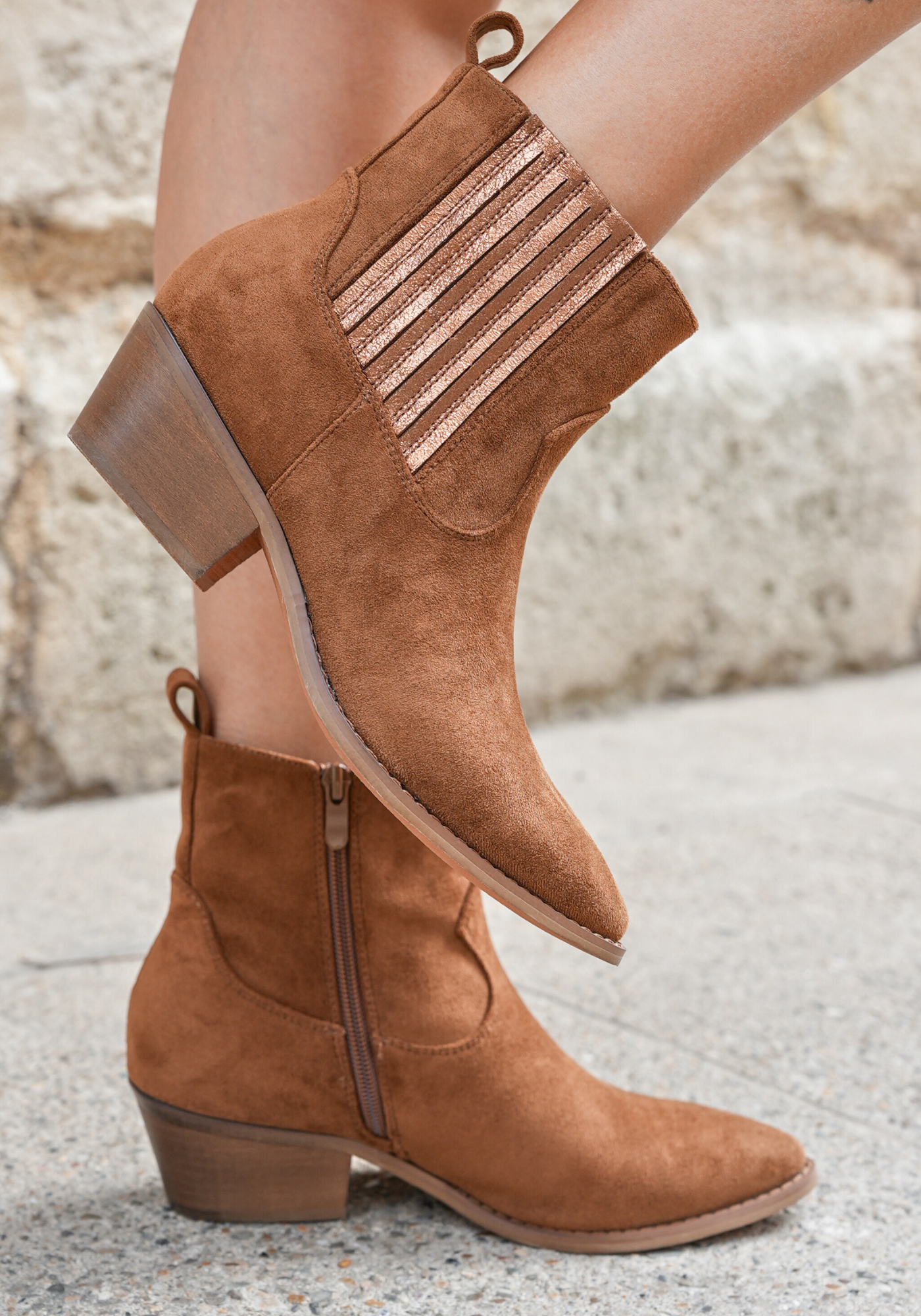 BOTTINES WESTERN CAMEL À TALON - Casualmode.fr