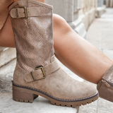BOTTES BEIGES FEMME STYLE MOTARD - Casualmode.fr