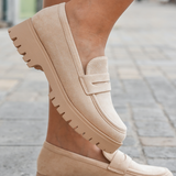 MOCASSINS BEIGE À SEMELLE CRANTÉE - Casualmode.fr