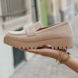 MOCASSINS BEIGE À SEMELLE CRANTÉE - Casualmode.fr