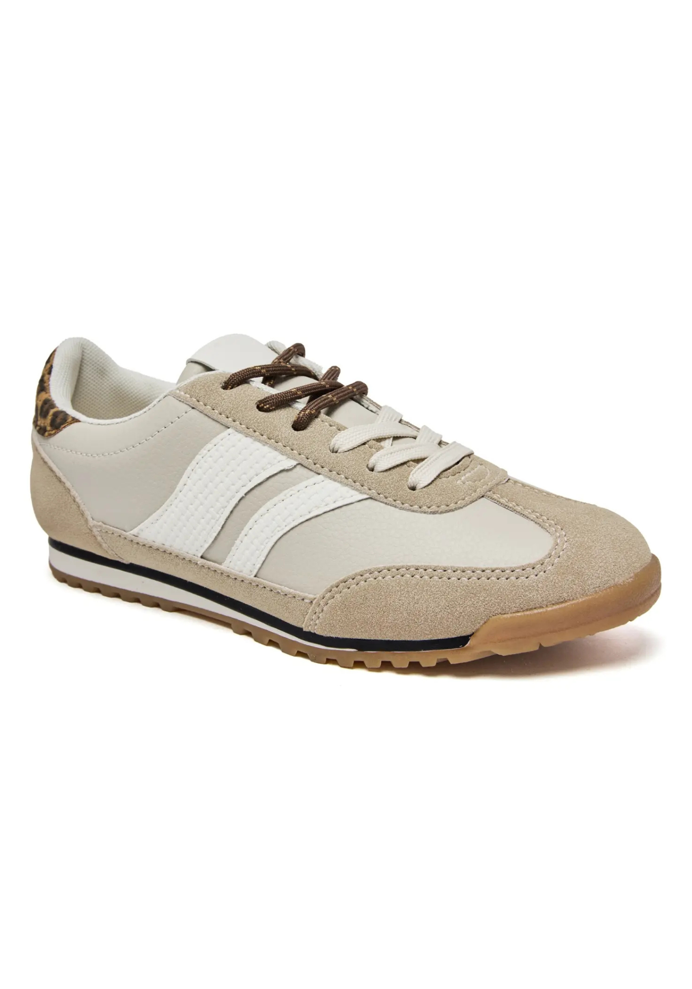 BASKETS FEMME MARRON BEIGE ET LEO - Casualmode.fr