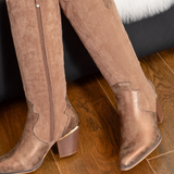 BOTTES COWBOY BRONZE À TALON BISEAUTÉ - Casualmode.fr