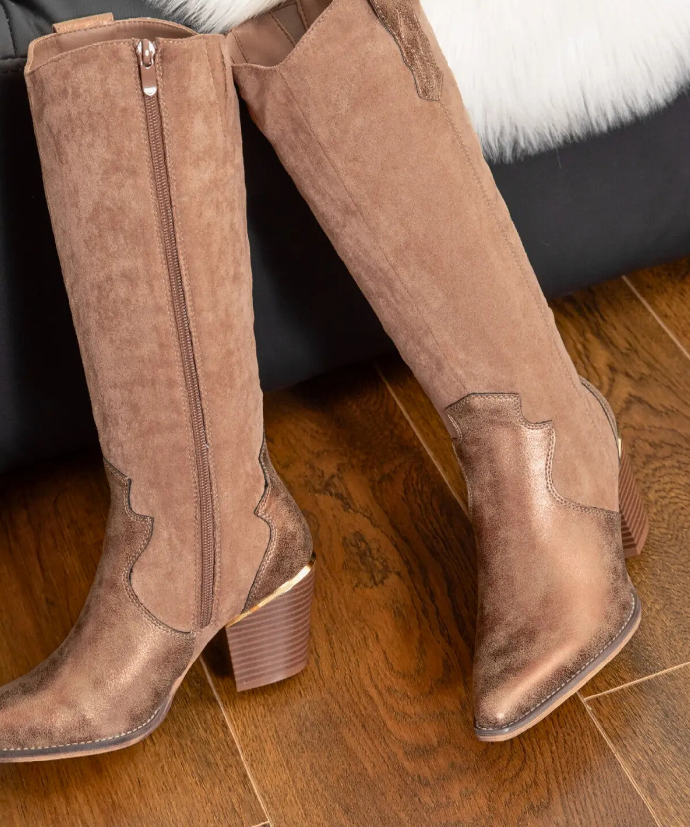 BOTTES COWBOY BRONZE À TALON BISEAUTÉ - Casualmode.fr