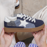 BASKETS BLEU MARINE ET GRIS À ÉTOILE BLANCHE - Casualmode.fr