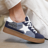 BASKETS BLEU MARINE ET GRIS À ÉTOILE BLANCHE - Casualmode.fr