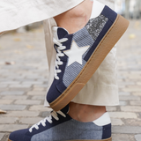 BASKETS BLEU MARINE ET GRIS À ÉTOILE BLANCHE - Casualmode.fr