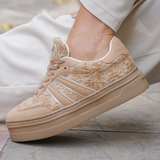 BASKETS BEIGE TEXTURÉES AVEC SEMELLE ÉPAISSE - Casualmode.fr