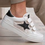 BASKETS FEMME BLANCHES A ÉTOILE NOIRE - Casualmode.fr