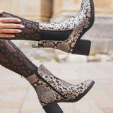 BOTTINES FEMME MOTIF PYTHON À TALON - Casualmode.fr